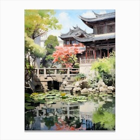 Yuyuan Garden China Watercolour 1 Canvas Print
