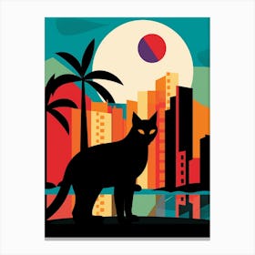 Miami, United States Skyline With A Cat 0 Canvas Print