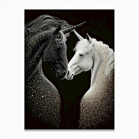 Black And White Unicorns Canvas Print