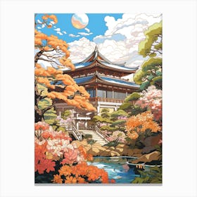 Katsura Imperial Villa Japan Gardens Illustration 1  Canvas Print