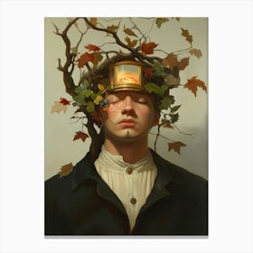 Man With Leaves On His Head 2 Canvas Print