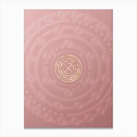 Geometric Gold Glyph on Circle Array in Pink Embossed Paper n.0009 Canvas Print