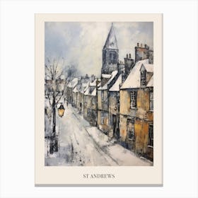 Vintage Winter Painting Poster St Andrews United Kingdom 2 Canvas Print