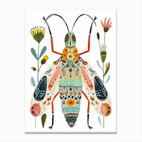 Colourful Insect Illustration Katydid 8 Canvas Print