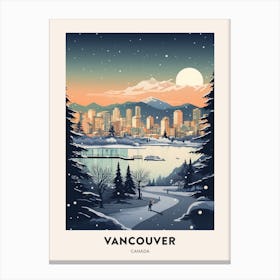 Winter Night  Travel Poster Vancouver Canada 3 Canvas Print
