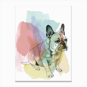 Pastel Watercolour French Bulldog Line Illustration 3 Canvas Print