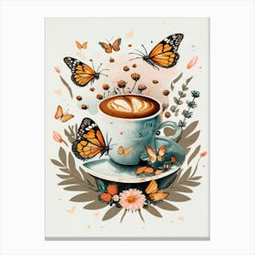 Coffee And Butterflies 1 Canvas Print