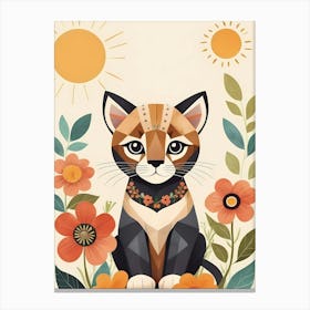 Floral Cute Baby Puma Nursery Illustration (52) Canvas Print