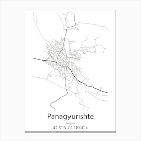 Panagyurishte,Bulgaria Minimalist Map Canvas Print