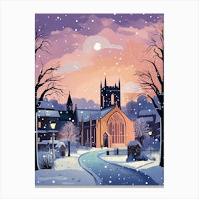 Winter Travel Night Illustration St Andrews United Kingdom 3 Canvas Print