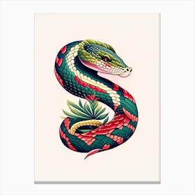 Pine Snake Tattoo Style Canvas Print