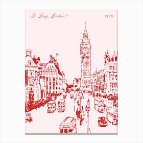 So Long, London Music Poster Pink Canvas Print