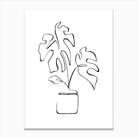 Minimal Monstera Deliciosa Plant Canvas Print