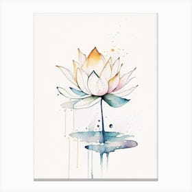 Lotus Flower And Water Symbol Minimal Watercolour Canvas Print