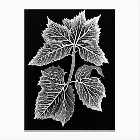 Blackcurrant Leaf Linocut Canvas Print