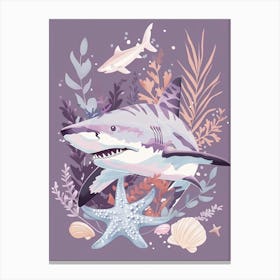 Purple Zebra Shark Illustration 2 Canvas Print