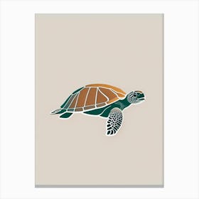 Loggerhead Sea Turtle (Caretta Caretta), Sea Turtle Retro Minimal 1 Canvas Print