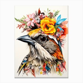 Bird With A Flower Crown Sparrow 1 Canvas Print