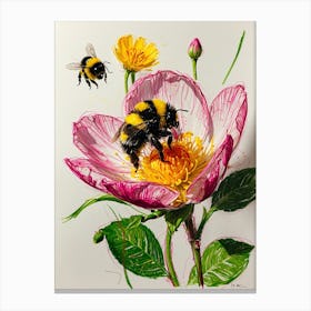 Bee On A Flower 2 Canvas Print