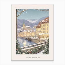 Vintage Winter Poster Lucerne Switzerland 1 Canvas Print