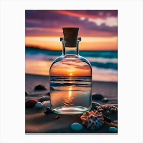 Sundown At Gran Canarias Coast Line In A Bottle At The Beach Canvas Print