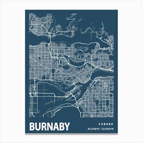 Burnaby Blueprint City Map 1 Canvas Print