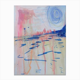 Abstract Painting Red Blue Sunset Canvas Print