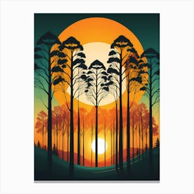 Sunset With Trees 4 Canvas Print