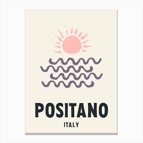 Positano, Italy, Graphic Style Poster 1 Canvas Print