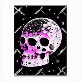 Skull With Celestial Themes 1 Pink Doodle Canvas Print