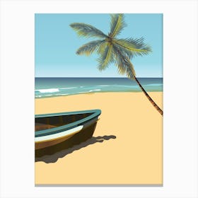 Boat On The Sandy Beach Canvas Print