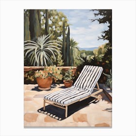 Sun Lounger By The Pool In Barcelona Spain 2 Canvas Print
