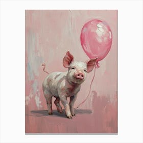 Cute Pig 4 With Balloon Canvas Print