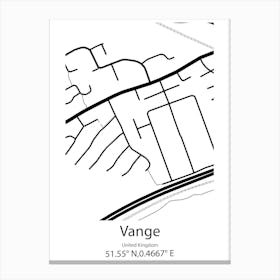 Vange,United Kingdom Minimalist Map Canvas Print