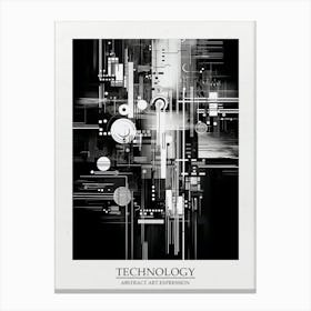 Technology Abstract Black And White 3 Poster Canvas Print