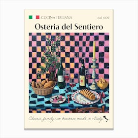 Osteria Del Sentiero Trattoria Italian Poster Food Kitchen Canvas Print