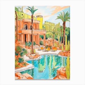Sanctuary On Camelback Mountain Resort & Spa   Scottsdale, Arizona   Resort Storybook Illustration 4 Canvas Print