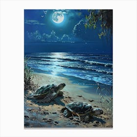 Sea Turtles In The Moonlight 1 Canvas Print