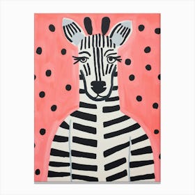 Pink Polka Dot Zebra 2 Canvas Print