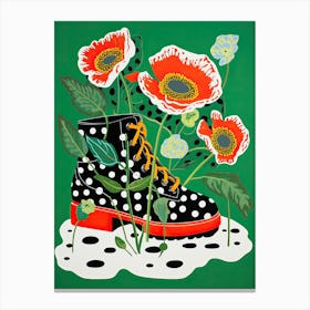 Boots And Poppies Canvas Print