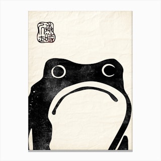 Frog Big Matsumoto Hoji Inspired Frog On Vintage Paper Japanese Canvas Print