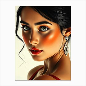 Portrait Of A Beautiful Woman Canvas Print