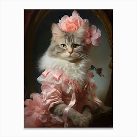 Cat In Pink Flamboyant Dress Canvas Print