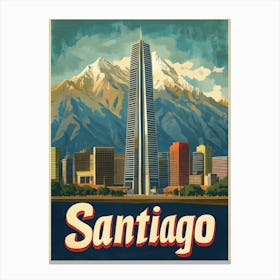 Aihrgdesign A Vintage Travel Poster Of Santiago Canvas Print