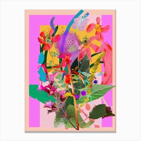 Amaranth 2 Neon Flower Collage Canvas Print