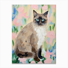 A Birman Cat Painting, Impressionist Painting 4 Canvas Print