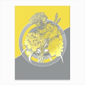Vintage Carnation Botanical Geometric Art in Yellow and Gray n.331 Canvas Print