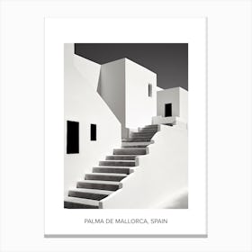 Poster Of Santorini, Greece, Photography In Black And White 1 Canvas Print