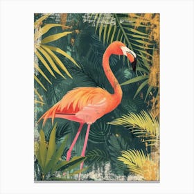 Greater Flamingo Ria Celestun Biosphere Reserve Tropical Illustration 2 Canvas Print