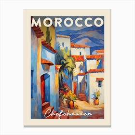 Chefchaouen Morocco 4 Fauvist Painting  Travel Poster Canvas Print